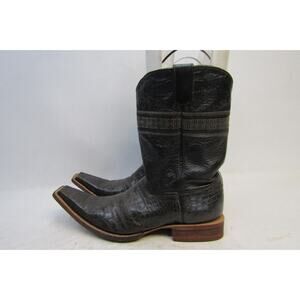 Handmade Mens Size 8.5 D Black Alligator Belly Leather Cowboy Pointed Toe Boots